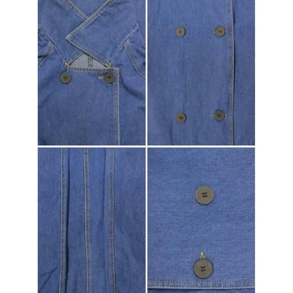 Vintage Notched Collar Denim Jacket Trench Coat Plus Size Loose Fit